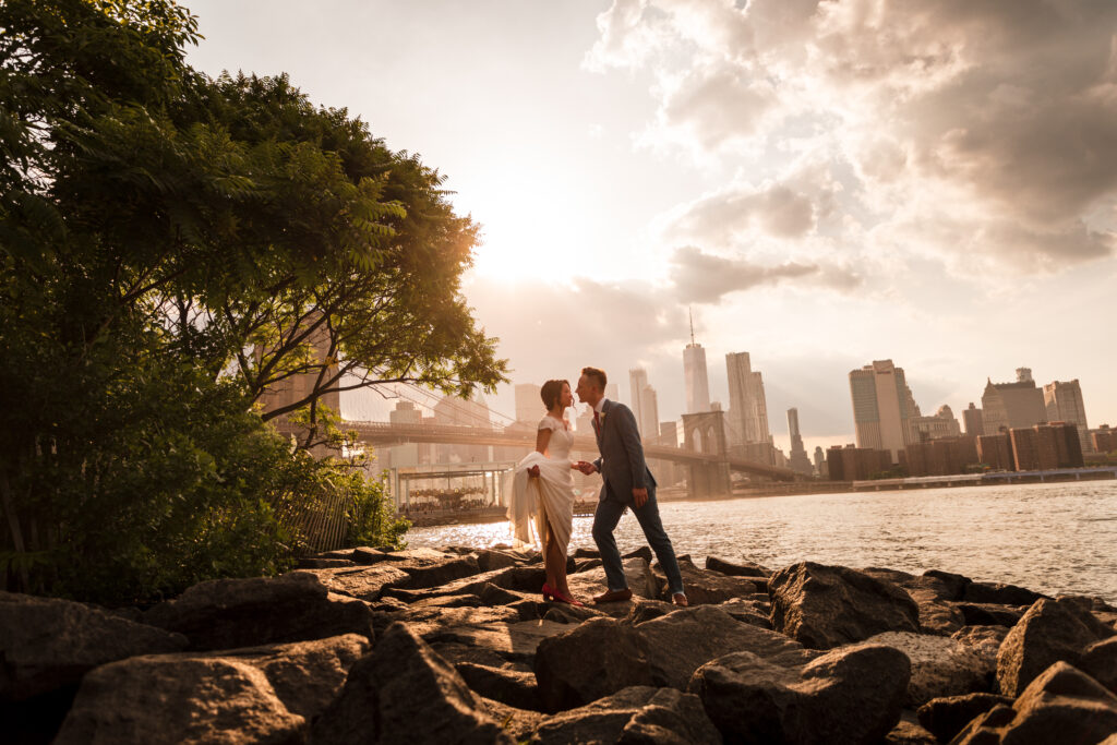 A wedding couple outside during the golden hour from the Susan Stripling's wedding photography portfolio