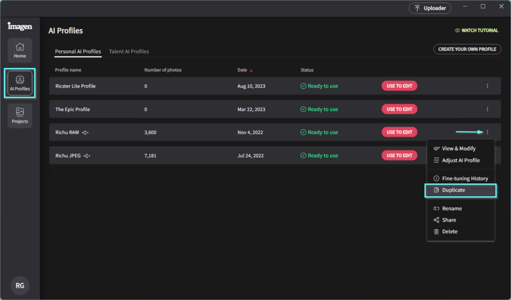 Duplicate your personal AI editing profile in Imagen